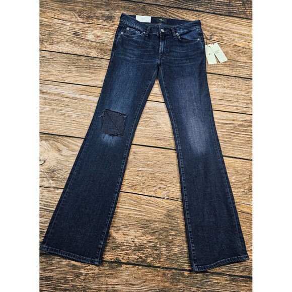 NWT 7 For All Mankind The Original Bootcut Jeans Women's 27 Blue Destroyed